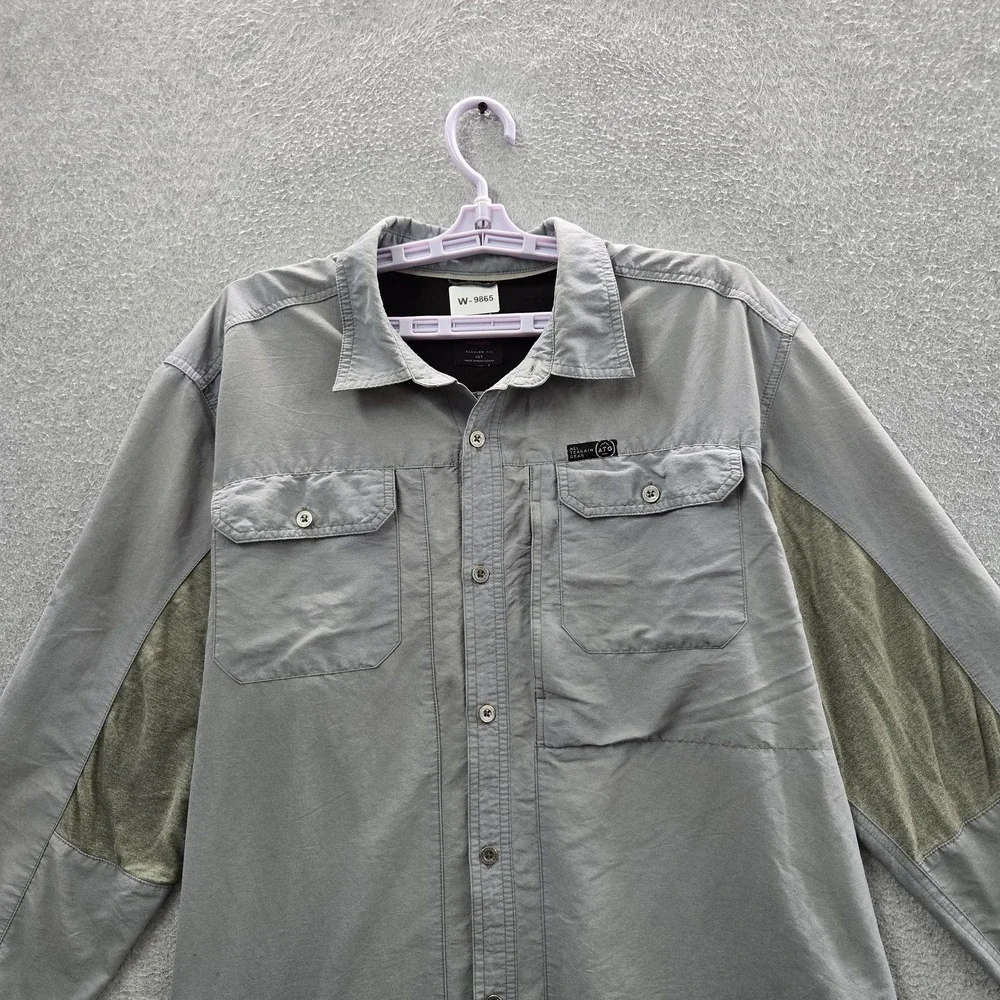 Wrangler Men Button Up Shirt XLT Gray Nylon Polyester ATG Activewear Outdoor